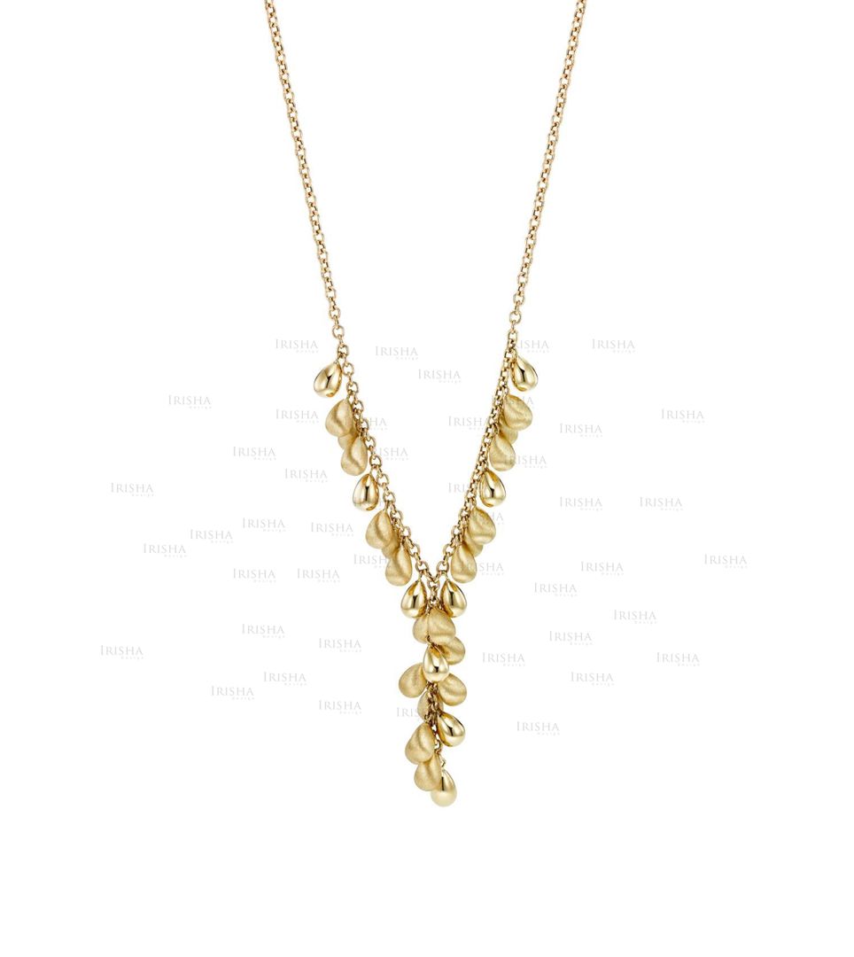 14K Yellow Gold Bunch Design 17 inch  Satin Necklace with Lobster Clasp Jewelry