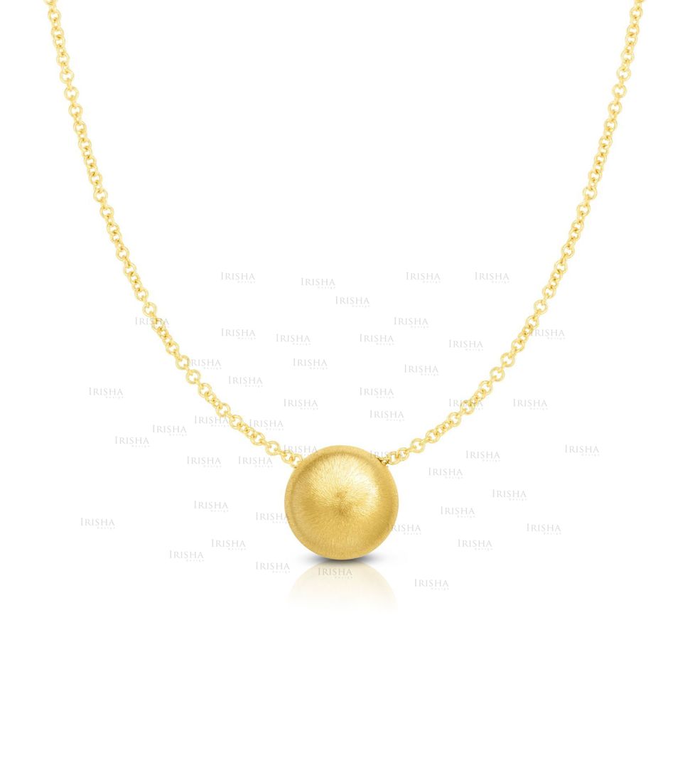 14K Yellow Gold 18 inch Matt Bead Necklace with Lobster Clasp Jewelry
