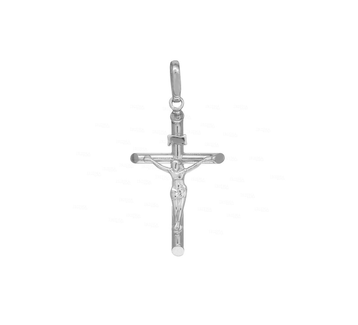 14K White Gold Cross Charm Jesus Piece White Figurine Pendant Christmas Jewelry