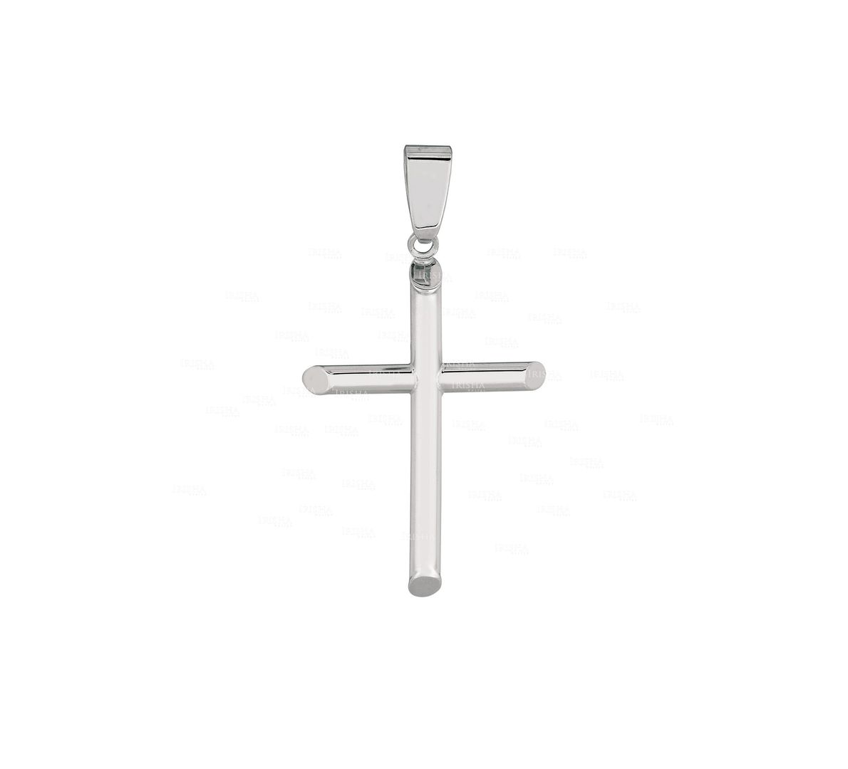 14K Solid White Gold Unique Shiny Small Cross Pendant Christmas Gift Jewelry