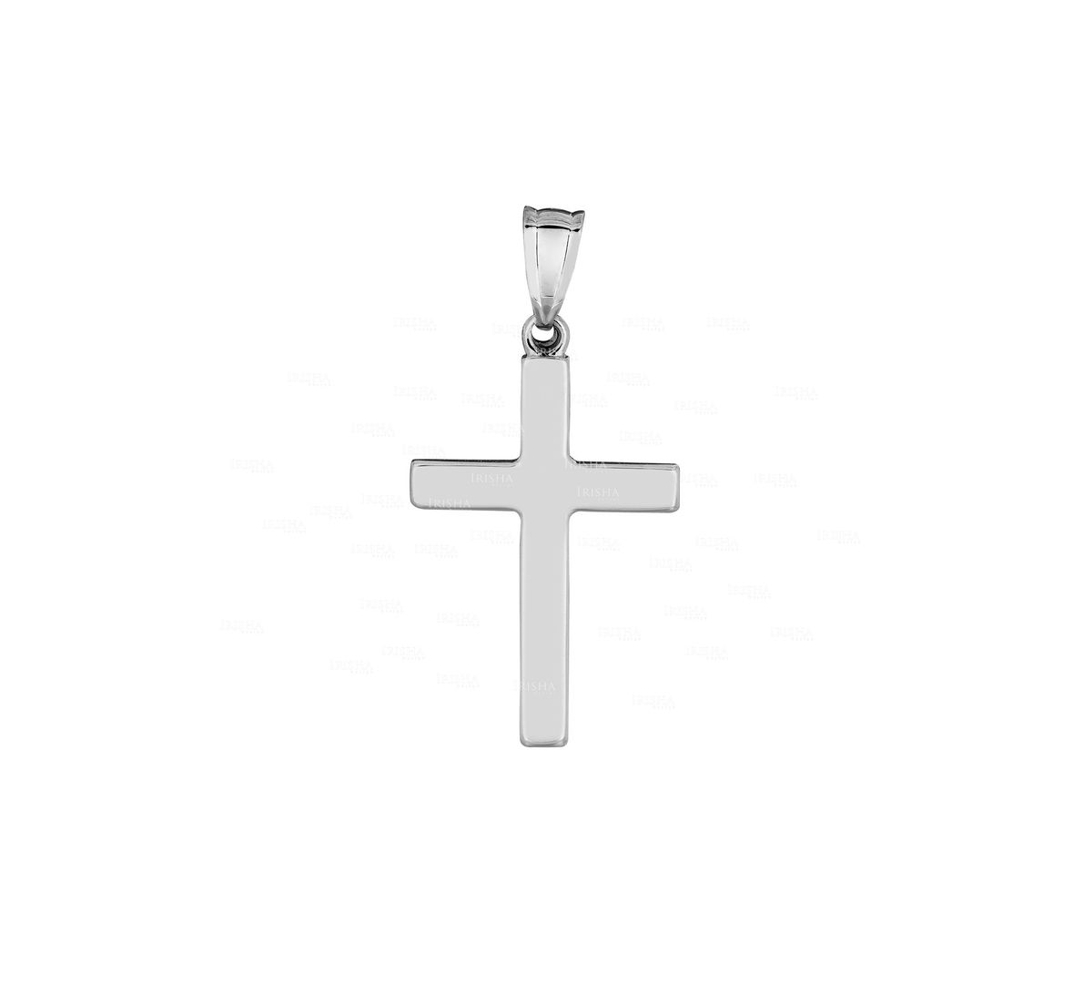 14K White Gold Shiny Small Crucifix Cross Pendant Christmas Gift Fine Jewelry