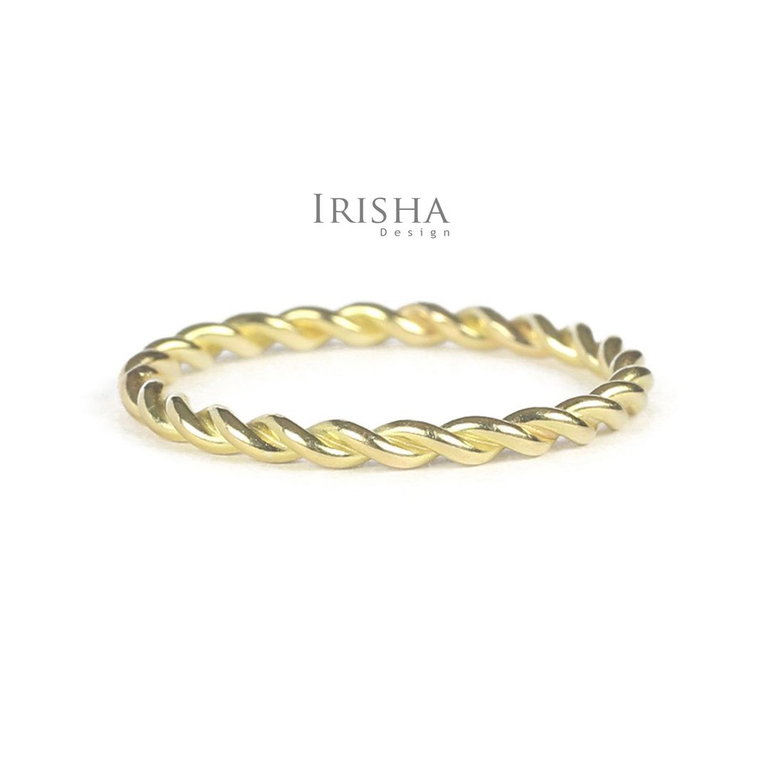 14K Solid Gold Braided Twisted Ring Handmade Fine Jewelry Size-3 to 8 US