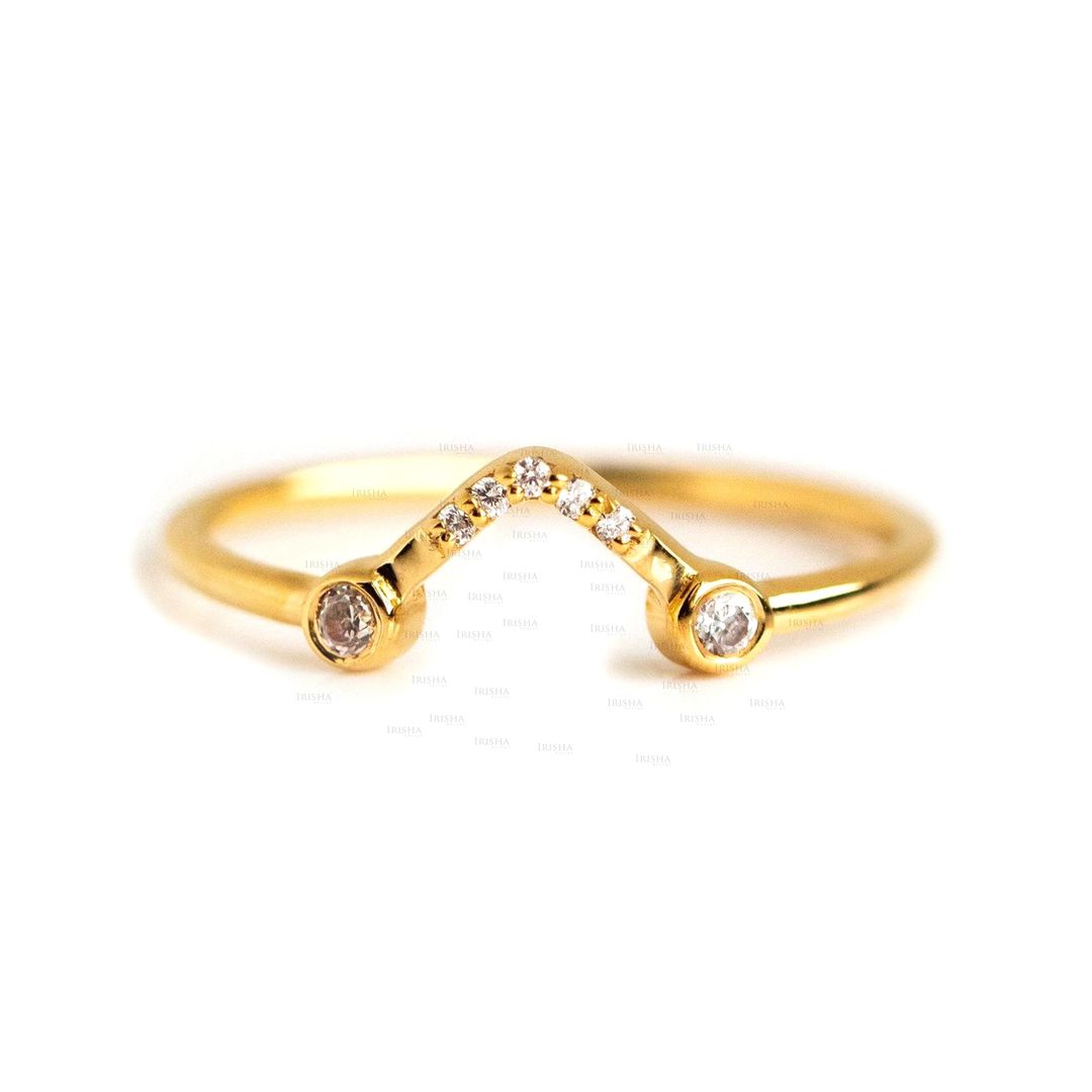 14K Gold 0.09 Ct. Genuine Diamond Minimalist Stacking Ring Fine Jewelry