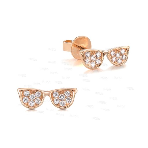 14K Gold 0.16 Ct. Genuine Diamond Sunglasses Studs Earrings Jewelry New Arrival