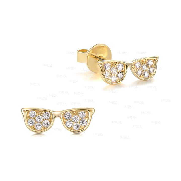 14K Gold 0.16 Ct. Genuine Diamond Sunglasses Studs Earrings Jewelry New Arrival