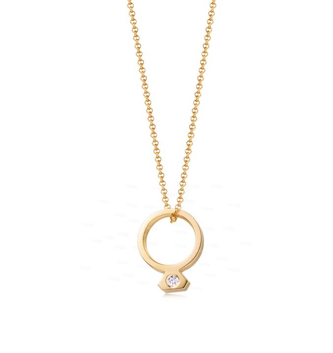 14K Gold 0.05 Ct. Genuine Diamond Minimalist Charm Necklace Fine Jewelry