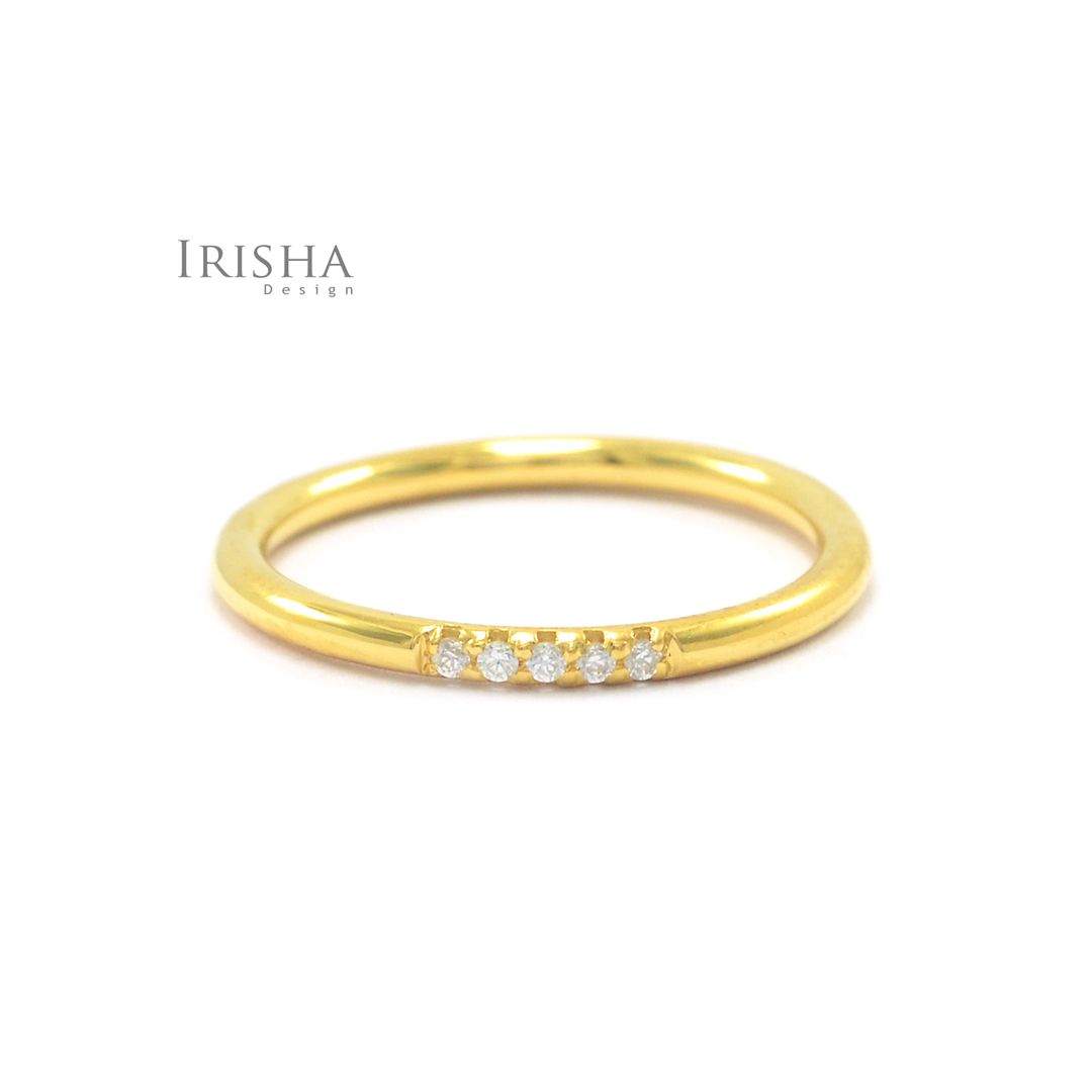 14K Gold 0.05 Ct. Genuine Diamond Wedding Band Ring Fine Jewelry Size- 3 to 8 US