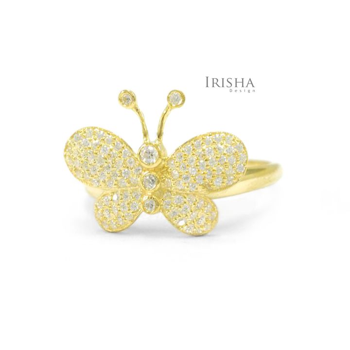 0.45 Ct. Genuine Diamond Butterfly Ring 14K Gold Fine Jewelry Size - 3 to 8 US