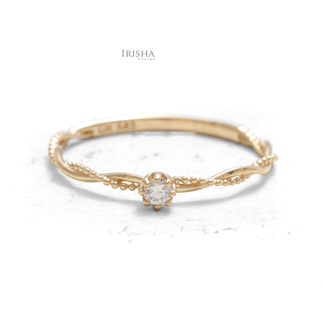 14K Gold 0.04 Ct. Genuine Diamond Unique Wrap Wedding Band Ring Fine Jewelry
