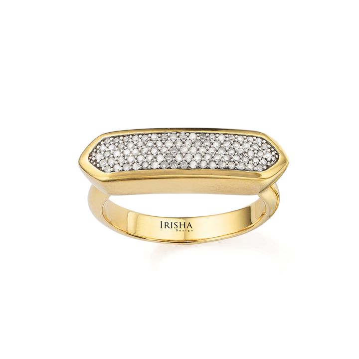 14K Gold 0.35 Ct. Genuine Pave Diamond Signet Ring Thanksgiving Gift Jewelry