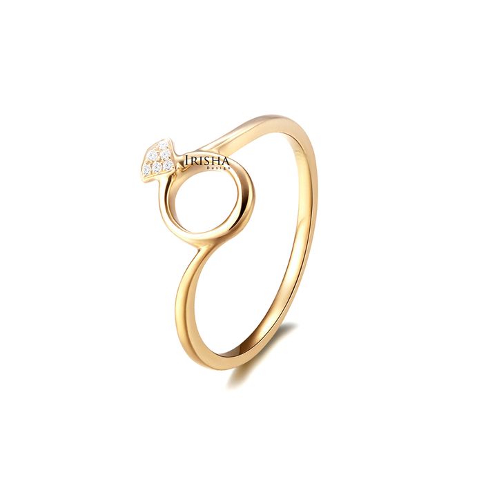 14K Gold 0.05 Ct. Genuine Diamond Dainty Minimalist Ring Fine Jewelry Size-3 to8
