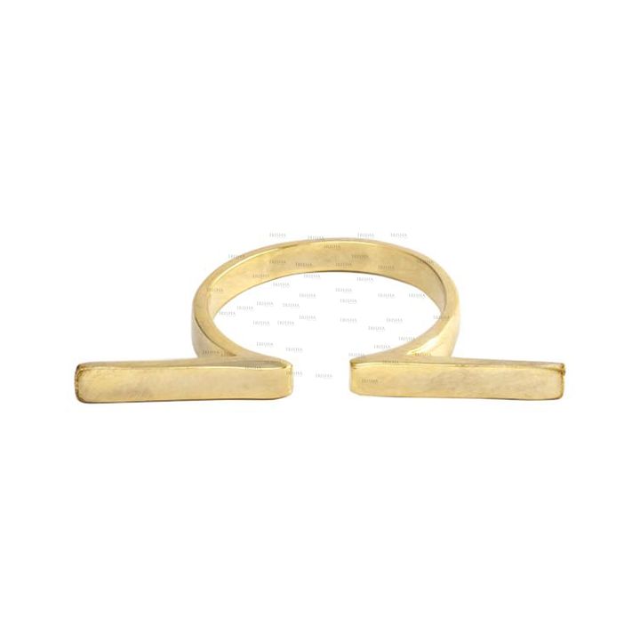 14K Solid Gold Bars Open Adjustable Ring Band Fine Jewelry Size-3 to 8 US
