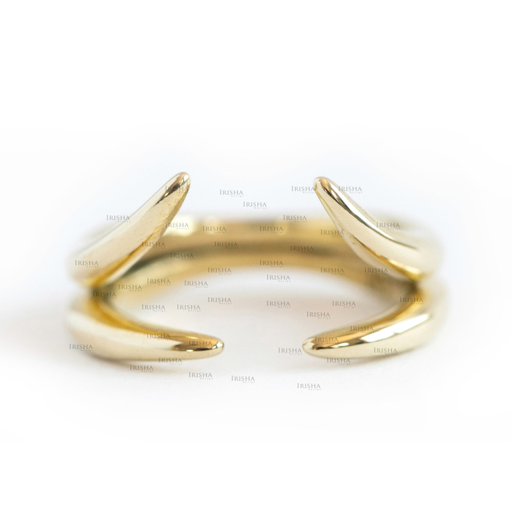 14K Solid Gold Four Claw Ring Climber Birthday Gift Fine Jewelry Size-3 to 8 US