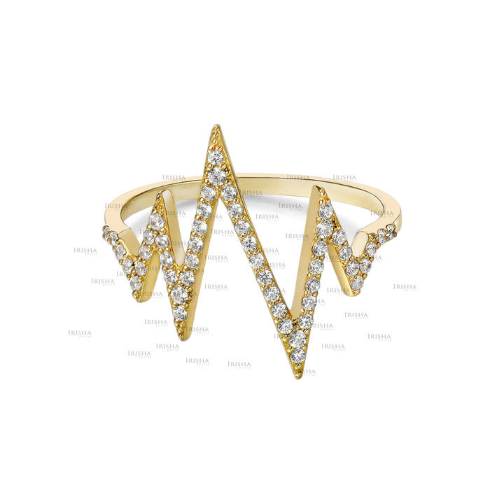 14K Gold 0.30 Ct. Genuine Diamond Heartbeat Design Valentine's Ring Fine Jewelry