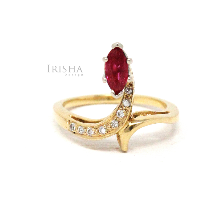 14K Gold Genuine Diamond - Ruby July Birthstone Serpent Snake Ring Fine Jewelry