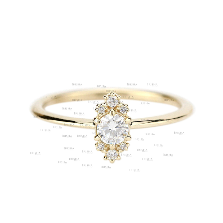 14K Gold 0.22 Ct. Genuine Diamond Cluster Engagement Band Ring Fine Jewelry