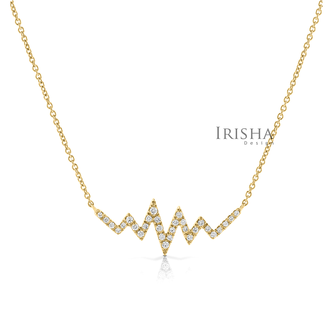 14K Gold 0.23 Ct. Genuine Diamond Heartbeat Shape Pendant Necklace Fine Jewelry