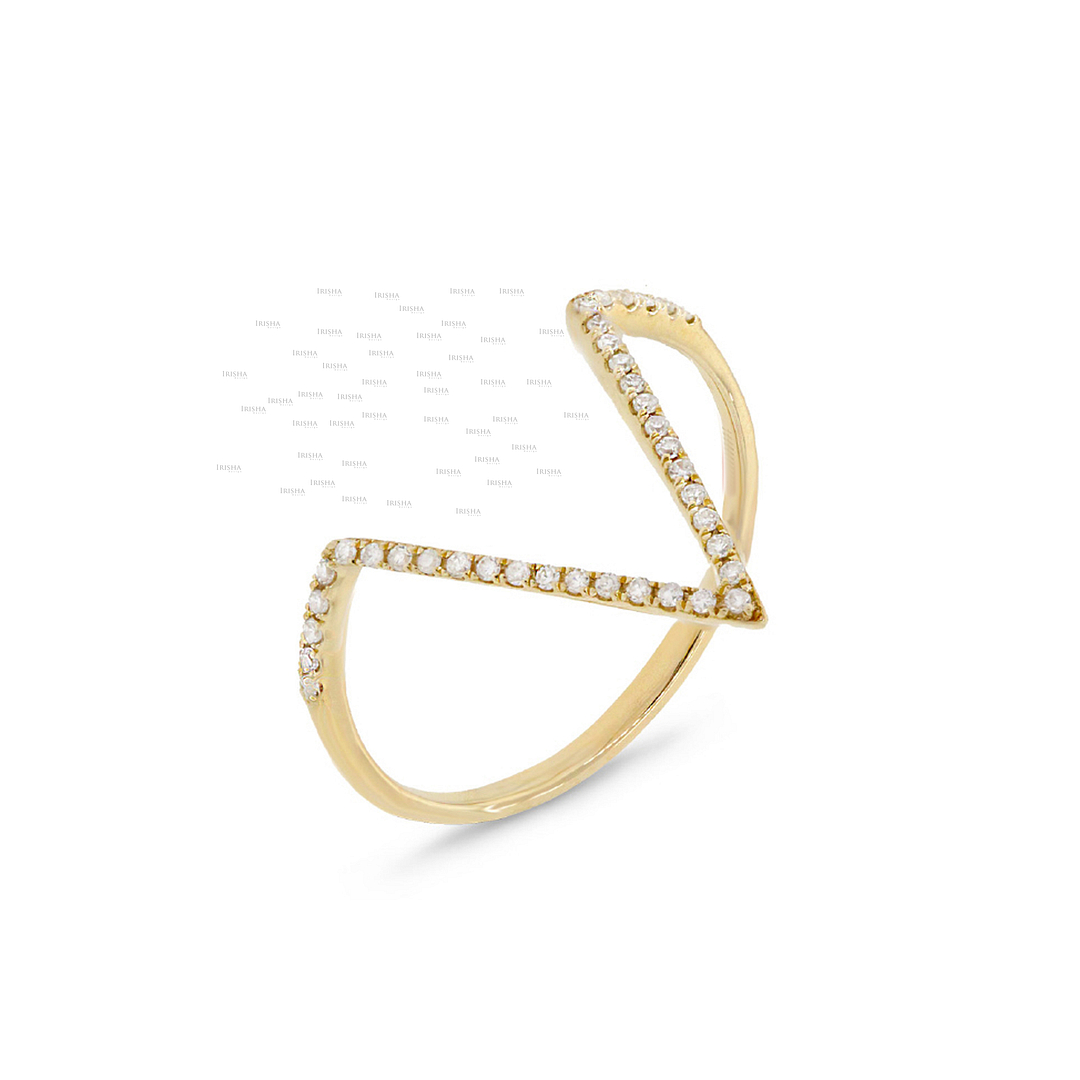 14K Gold 0.15 Ct. Genuine Diamond V Shape Ring Birthday Gift Fine Jewelry