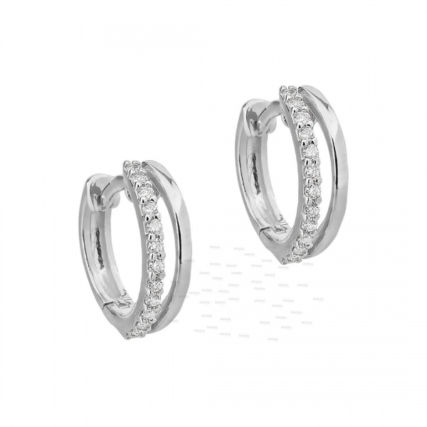14K Gold 0.24 Ct. Genuine Diamond Double Hoop Earrings Fine Jewelry