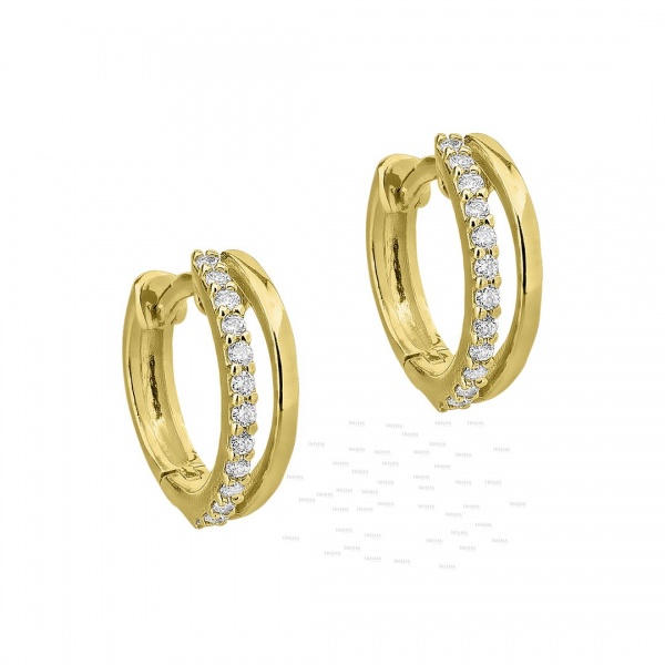 14K Gold 0.24 Ct. Genuine Diamond Double Hoop Earrings Fine Jewelry