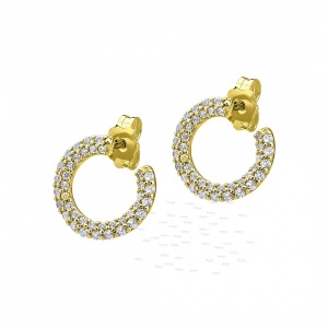 14K Gold 0.58 Ct. Genuine Diamond 14 mm Hoop Earrings Fine Jewelry
