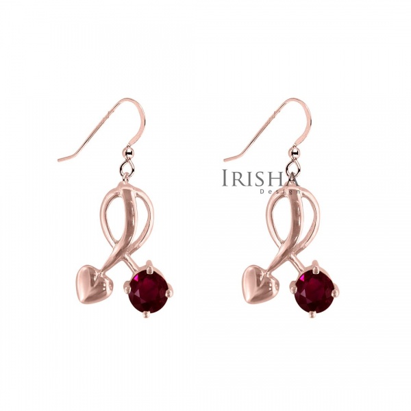 14K Gold 1.30 Ct. Genuine Ruby Gemstone Love Heart Earrings Fine Jewelry