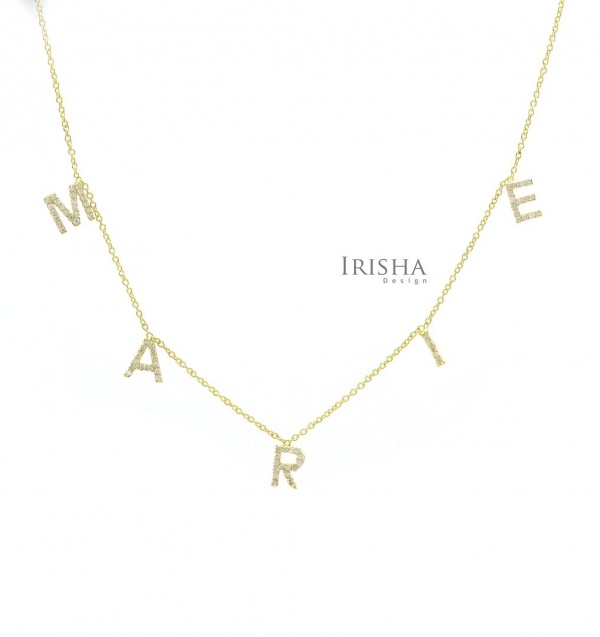 14K Gold 0.50 Ct. Genuine Diamond MARIE Charm Pendant Personalized Necklace