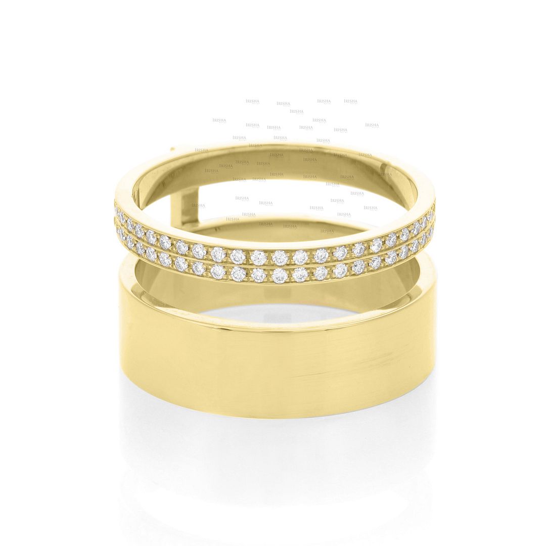 14K Gold 0.33 Ct. Genuine Diamond Double Shank Half Eternity Ring Fine Jewelry