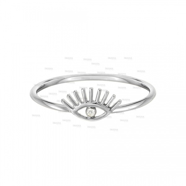 0.02 Ct. Genuine Diamond Evil Eye Delicate 14K Gold Ring Christmas Fine Jewelry