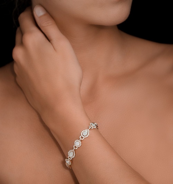 14K Gold 5.00 Ct. Genuine VS Clarity F-G Diamond Halo Bracelet Bridal Jewelry