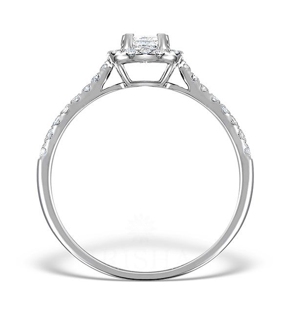 14K Gold Genuine Round-Emerald Cut(0.50 Ct.) Diamond Halo Engagement Ring