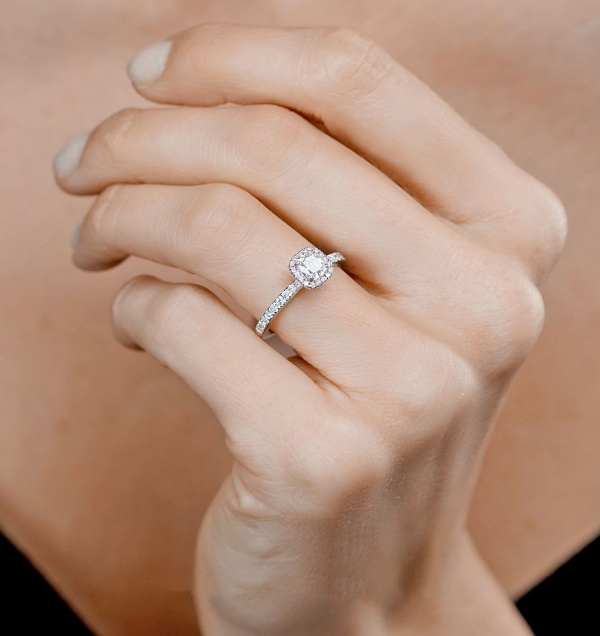 14K White Gold 1.50 Ct. Genuine VS Clarity Diamond Halo Engagement Wedding Ring