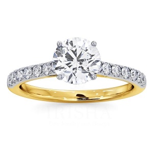 14K Yellow Gold 1.30 Ct. Genuine Diamond Solitaire with Accents Wedding Ring
