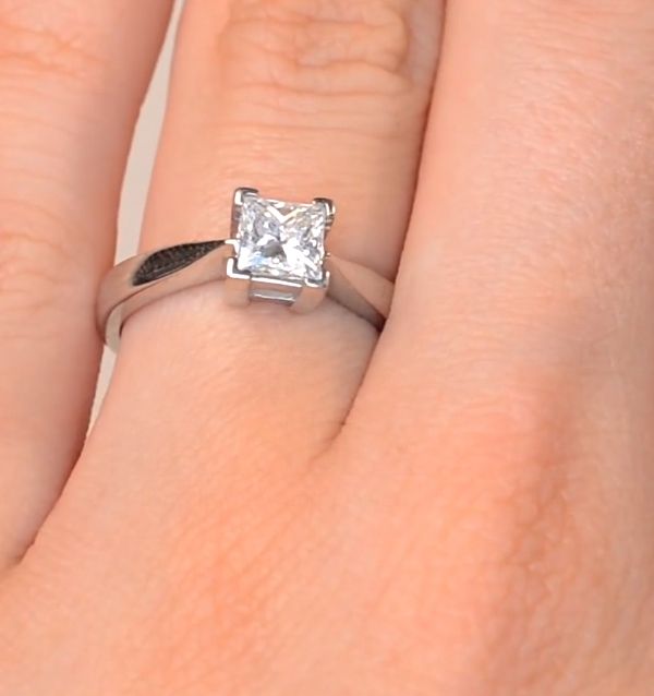 14K White Gold 0.75 Ct. Genuine Princess Cut Diamond Wedding Bridal Ring
