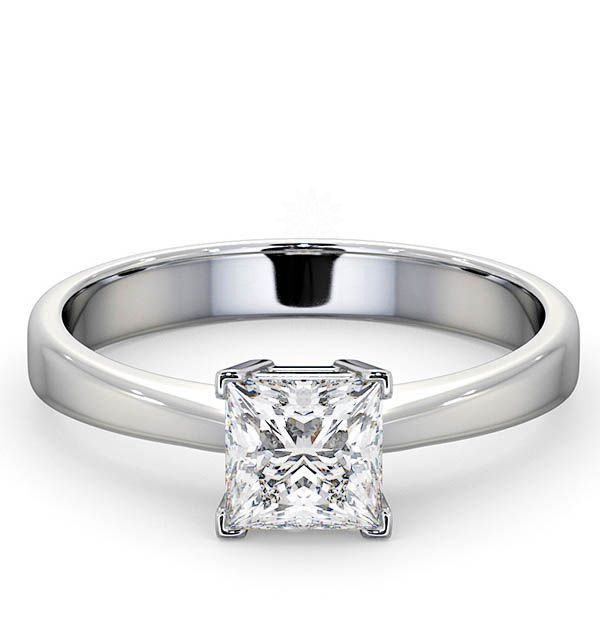 14K White Gold 0.75 Ct. Genuine Princess Cut Diamond Wedding Bridal Ring