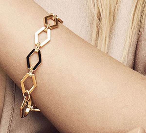 14K Solid Gold Linked Hexagon Friendship Choker Bracelet Fine Jewelry