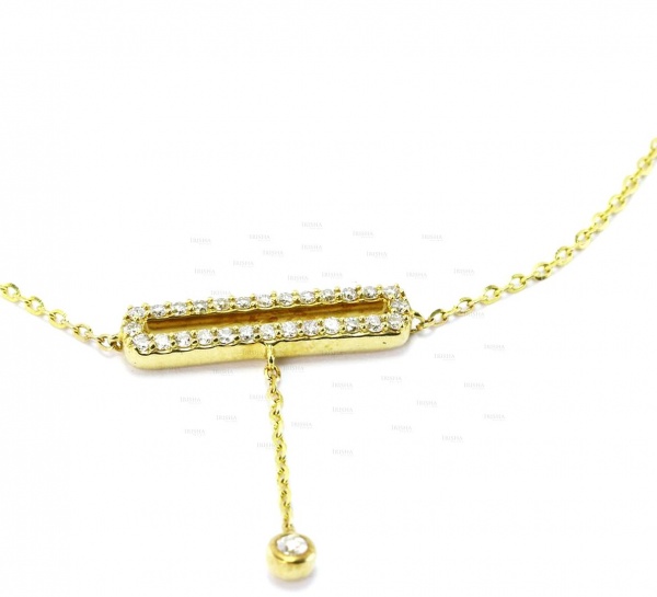 14K Gold 0.28 Ct. Genuine Diamond Open Rectangular Bar Bracelet Fine Jewelry