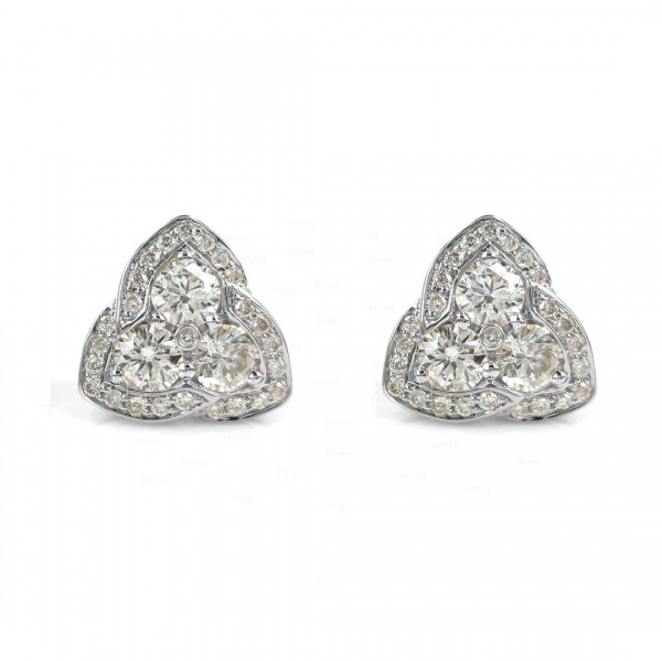 14K Gold 0.90 Ct. Genuine Diamond Wedding Engagement Studs Earrings Fine Jewelry