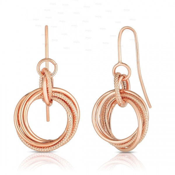 14K Yellow/White/Rose Gold Love Knot Mother's Day Earrings With Euro Wire Clasp