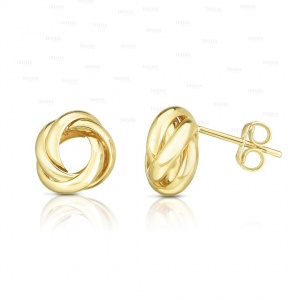 14K Yellow/White/Rose Gold Shiny Round Post Love knot Earrings Mother's Day Gift