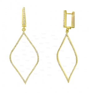 14K Gold 0.96 Ct. Genuine Diamond Long Dangle Hook Earring Fine Jewelry