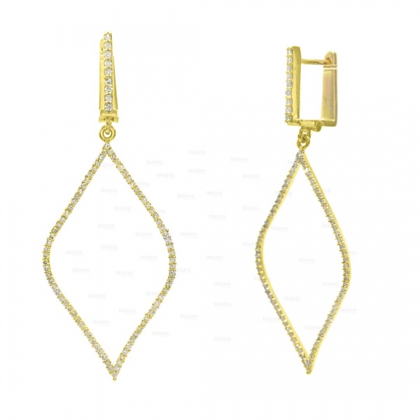 14K Gold 0.96 Ct. Genuine Diamond Long Dangle Hook Earring Fine Jewelry