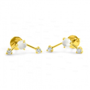 14K Gold Genuine Diamond And Moonstone Bridal Earrings Fine Jewelry