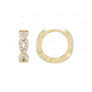 14K Gold 0.50 Ct. Genuine Diamond Twisted Huggie Hoop Earrings Fine Jewelry