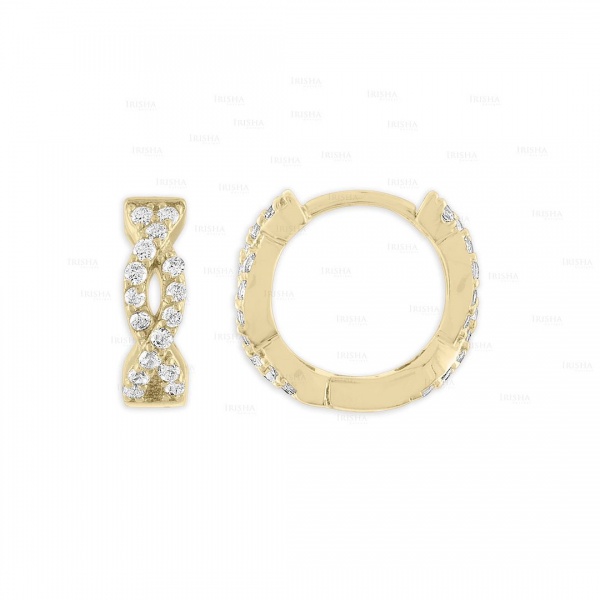 14K Gold 0.50 Ct. Genuine Diamond Twisted Huggie Hoop Earrings Fine Jewelry