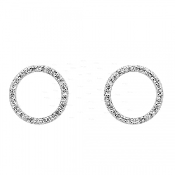 14K Gold 0.30 Ct. Genuine Diamond 12 mm Open Circle Studs Earrings Fine Jewelry
