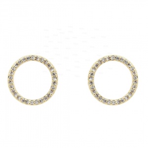 14K Gold 0.30 Ct. Genuine Diamond 12 mm Open Circle Studs Earrings Fine Jewelry