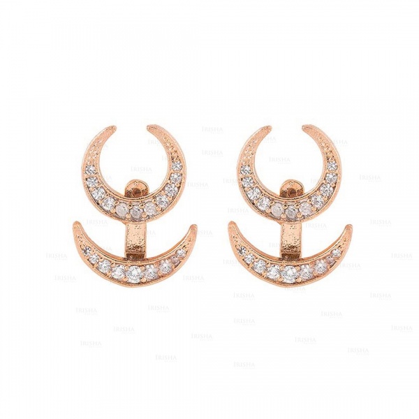 14K Gold 0.50 Ct. Genuine Diamond Horn Design Jacket Earrings Fine Jewelry