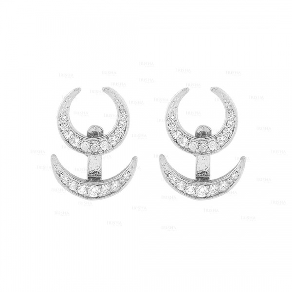 14K Gold 0.50 Ct. Genuine Diamond Horn Design Jacket Earrings Fine Jewelry