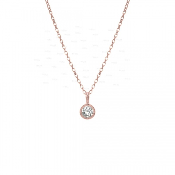 14K Gold 0.10Ct. Solitaire Genuine Diamond Classic Pendant Necklace Fine Jewelry